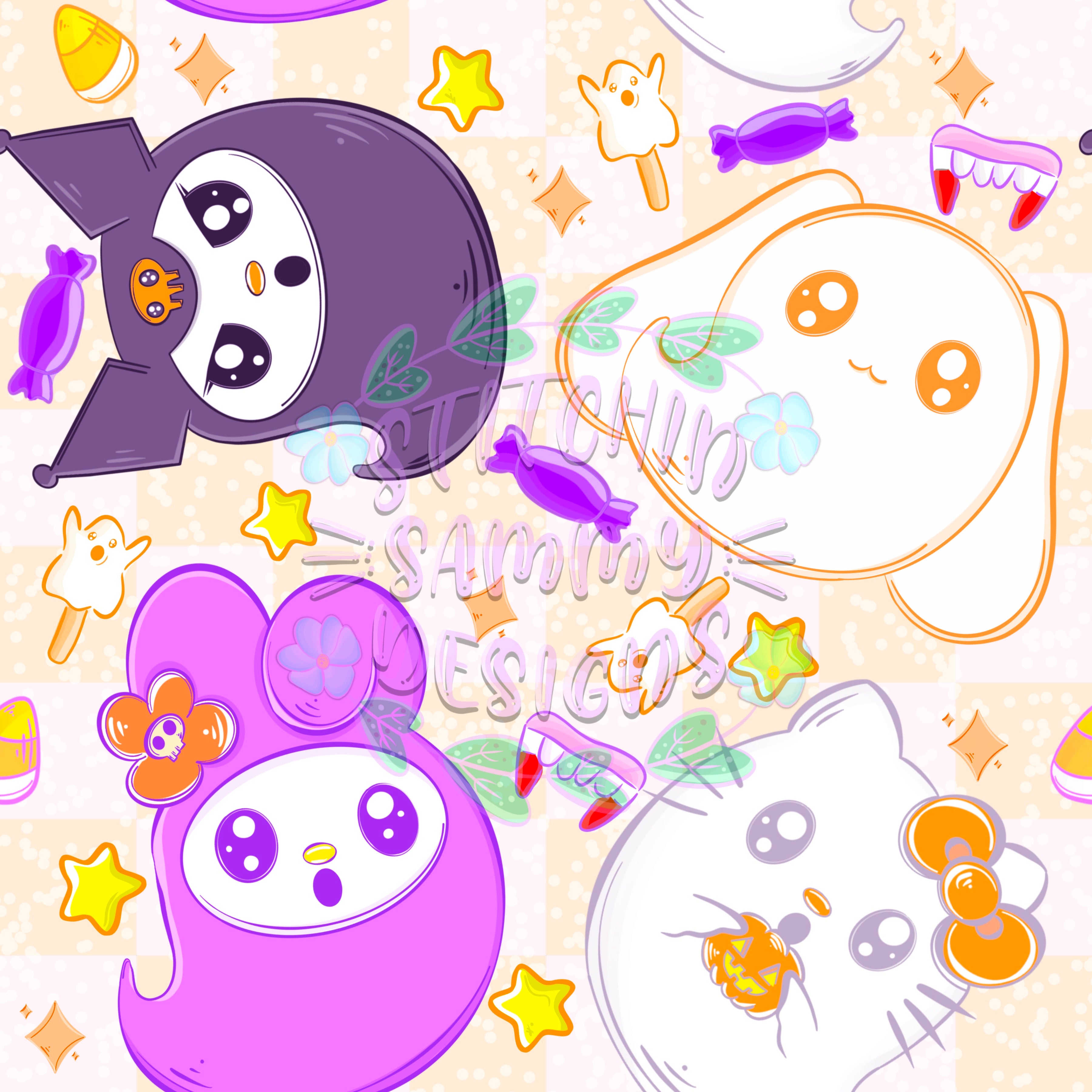 Kitty Halloween Ghosts
