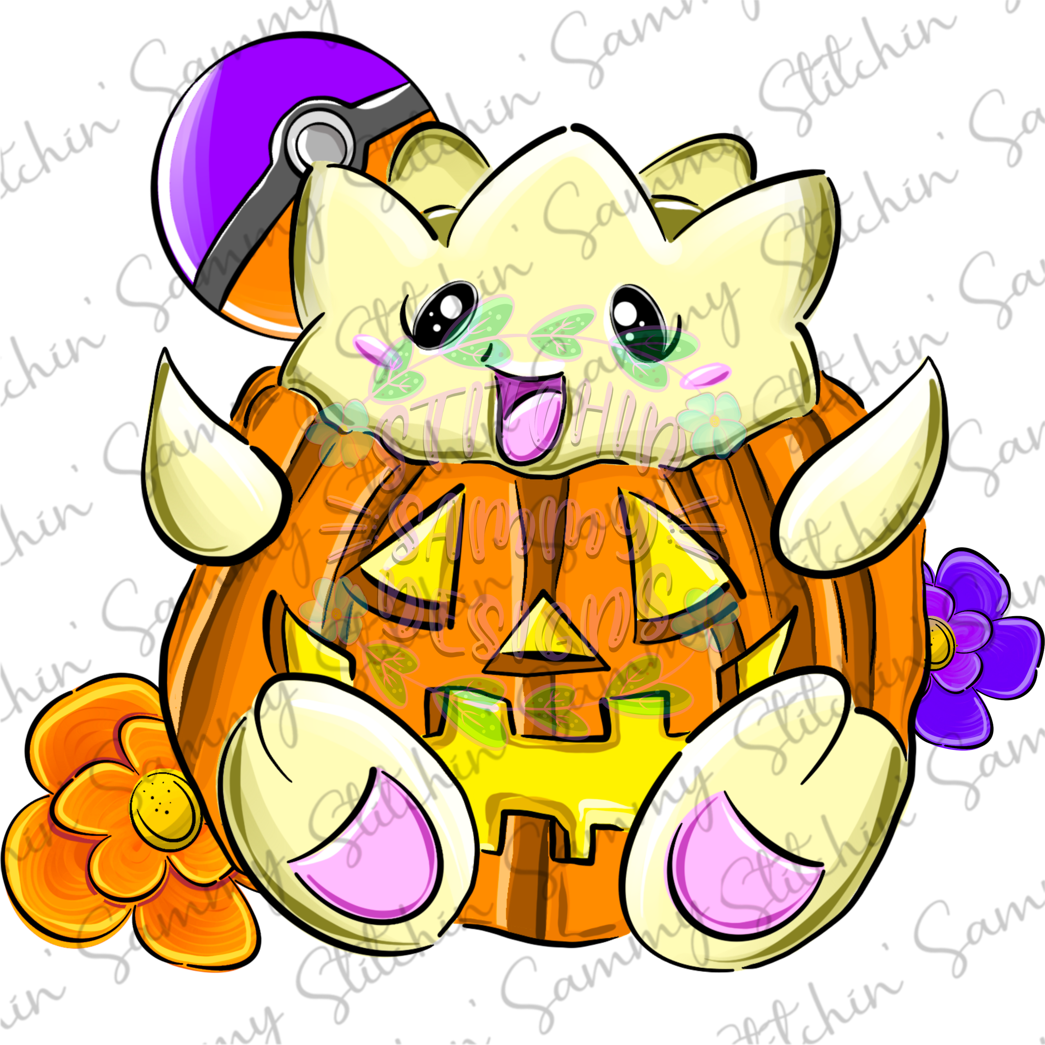 LIMITED Floral Halloween Pocket Monster Sublimation