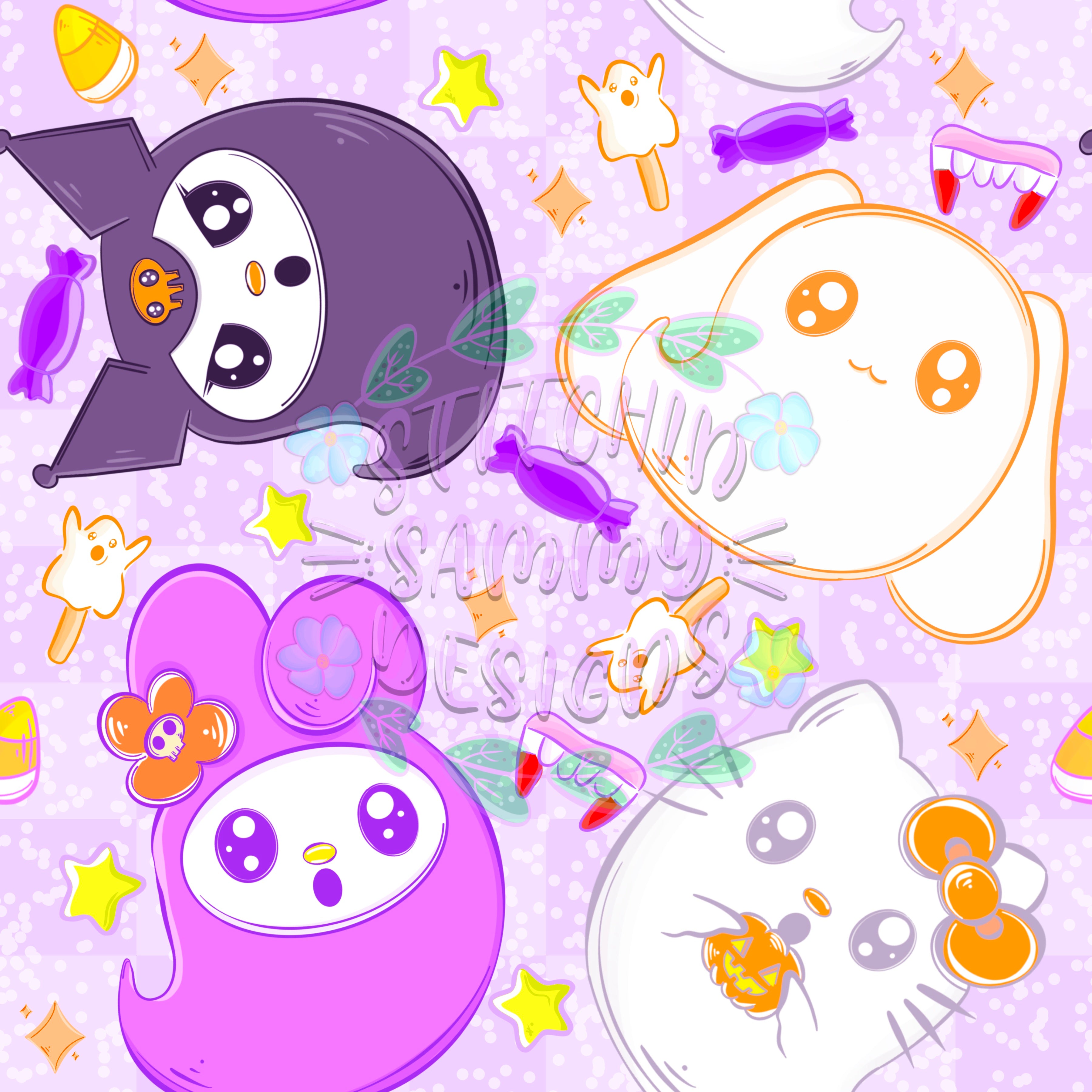 Kitty Halloween Ghosts