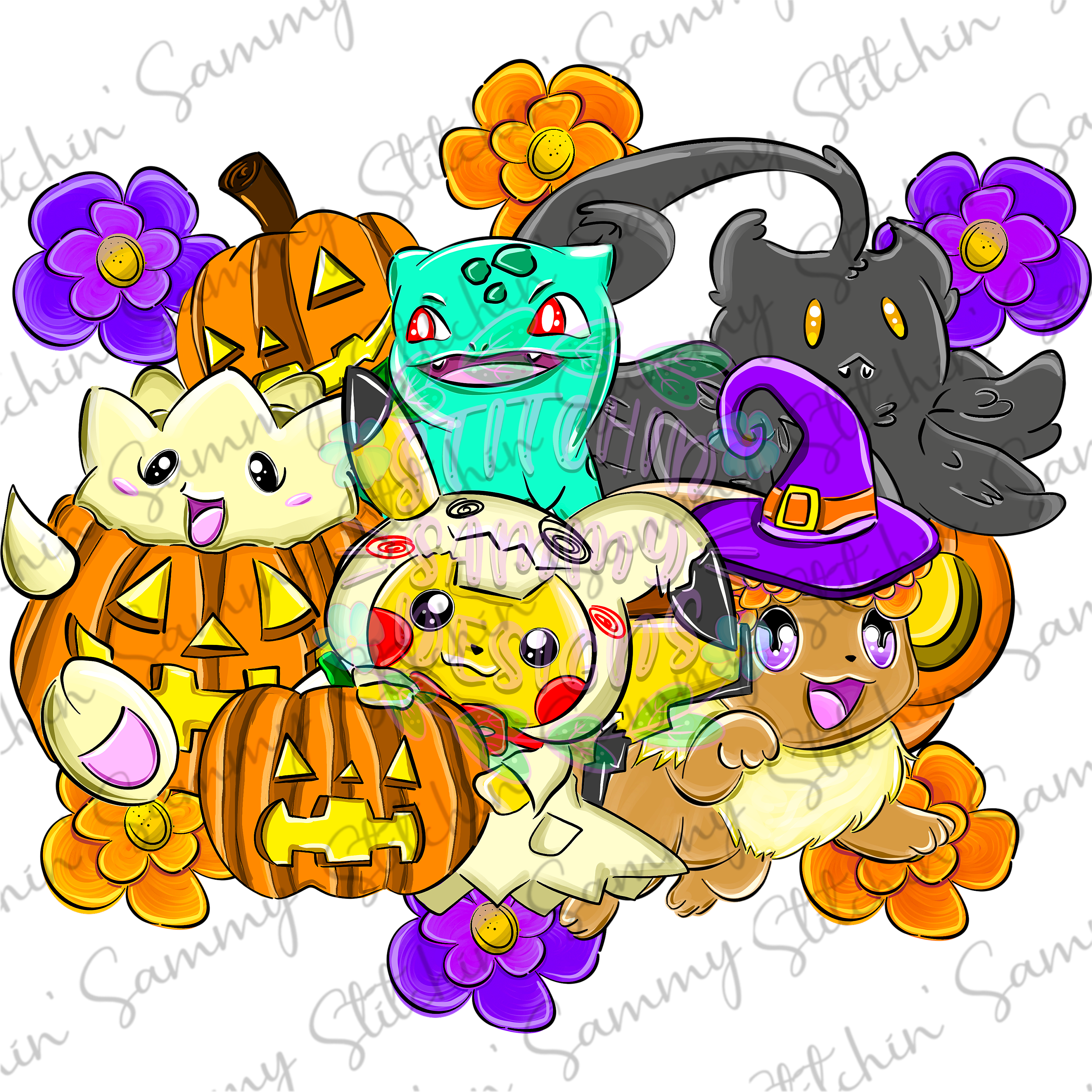 LIMITED Floral Halloween Pocket Monster Sublimation