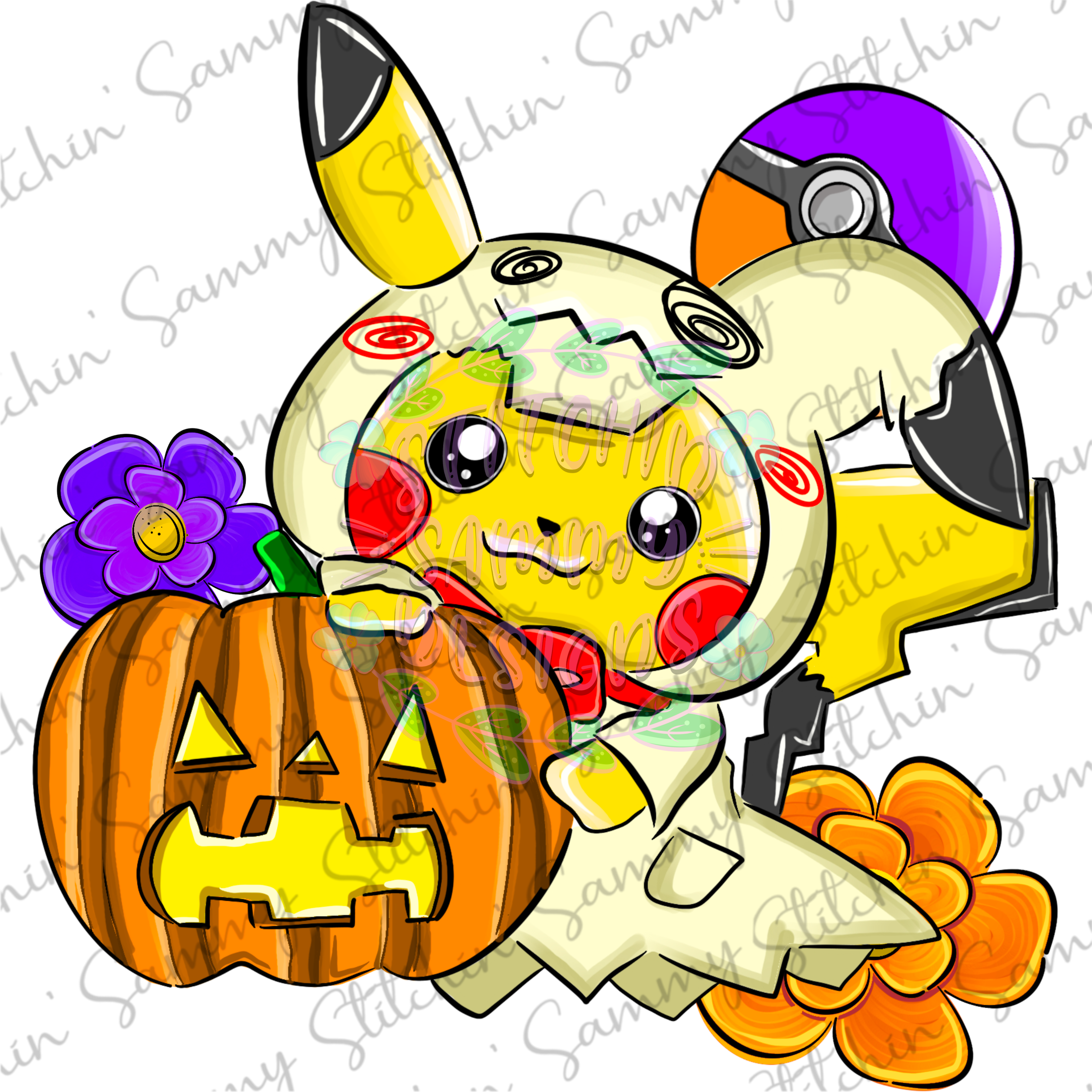 LIMITED Floral Halloween Pocket Monster Sublimation