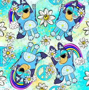 Blue Dog Hippie Blue BG Seamless