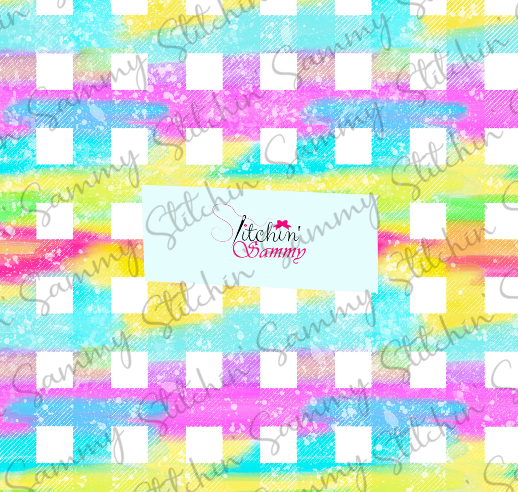 Coordinate Rainbow Plaid  With Splatter Seamless