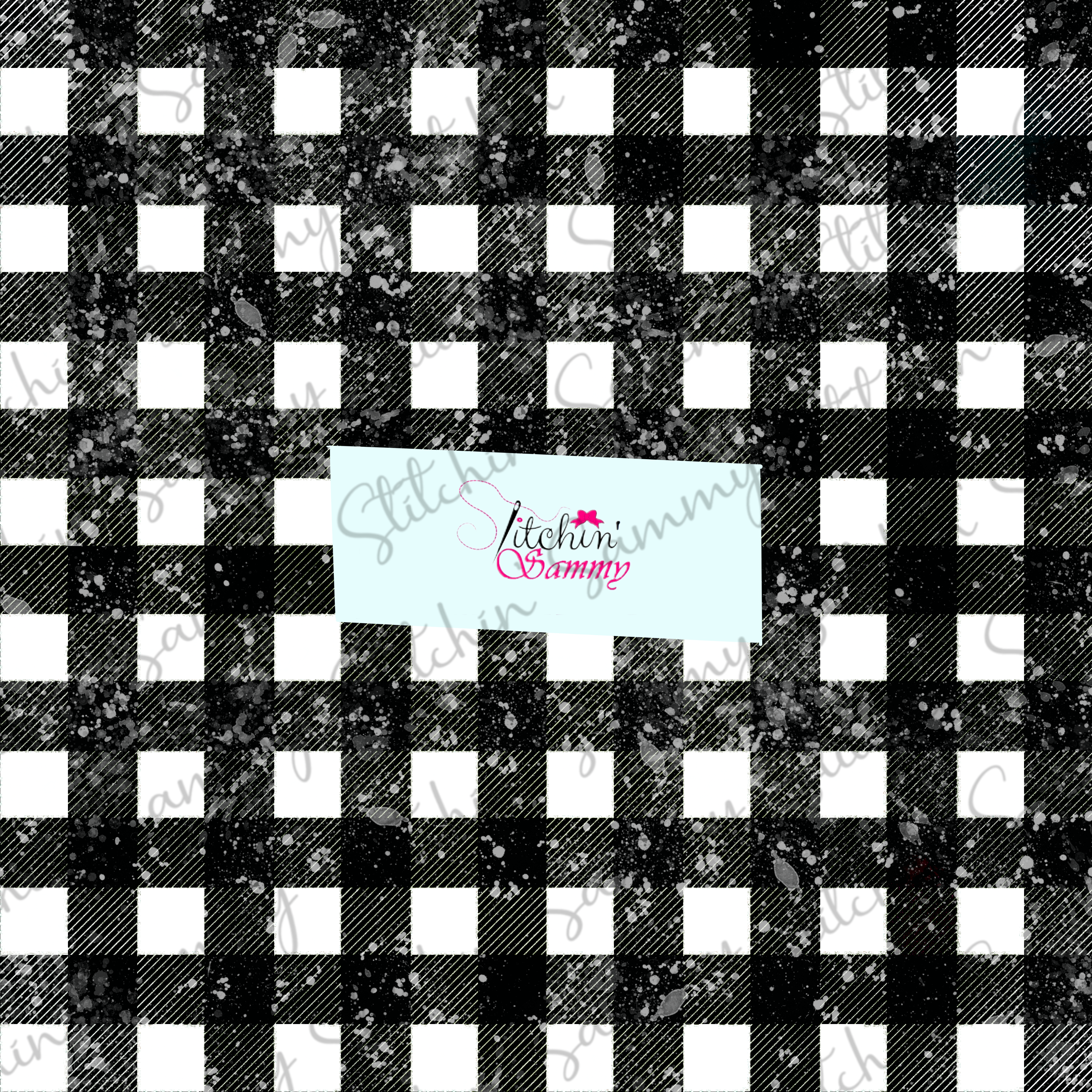 Coordinate Black Plaid With Splatter Seamless